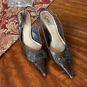 Carlos by Carlos Santana Dark Brown Croc Heels